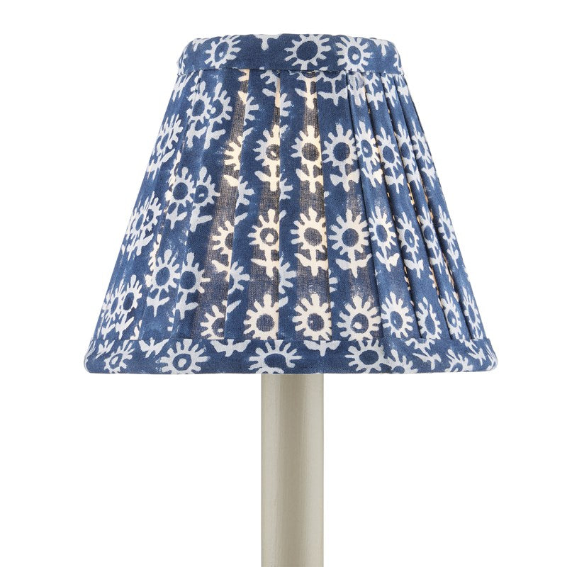 Block Print Navy Chandelier Shade