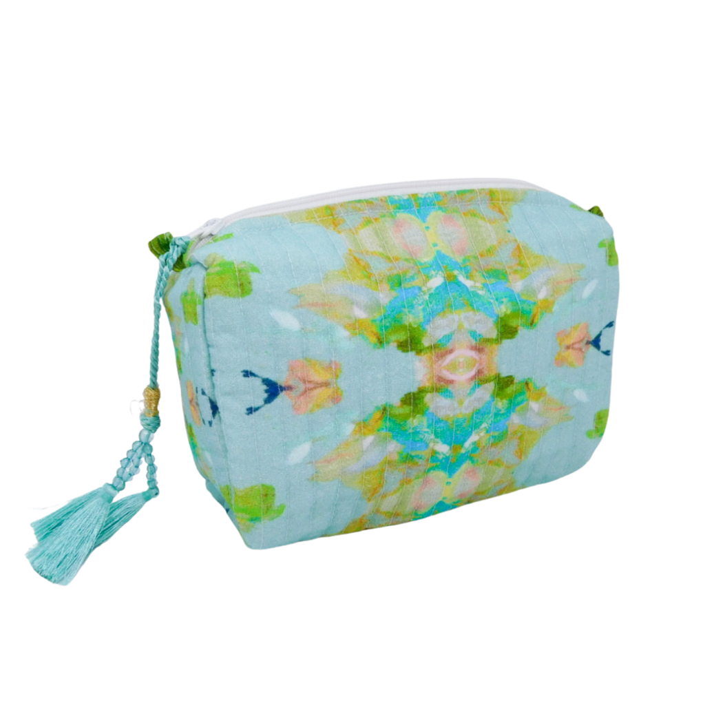 Stained Blue Large Cosmetic Bag-Large