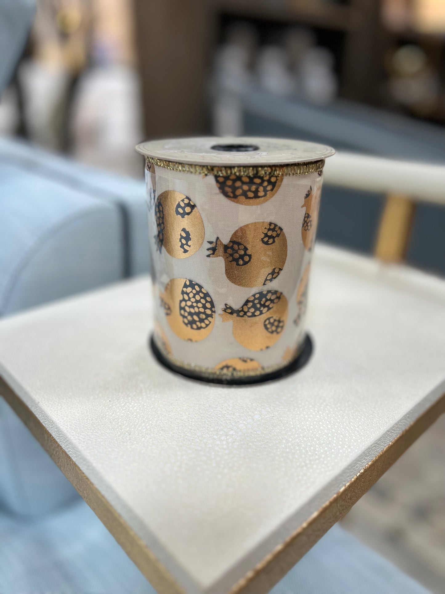 Gold Back Taffeta Pomegranate Ribbon