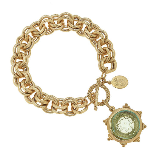 Gold Clear Venetian Cross Bracelet