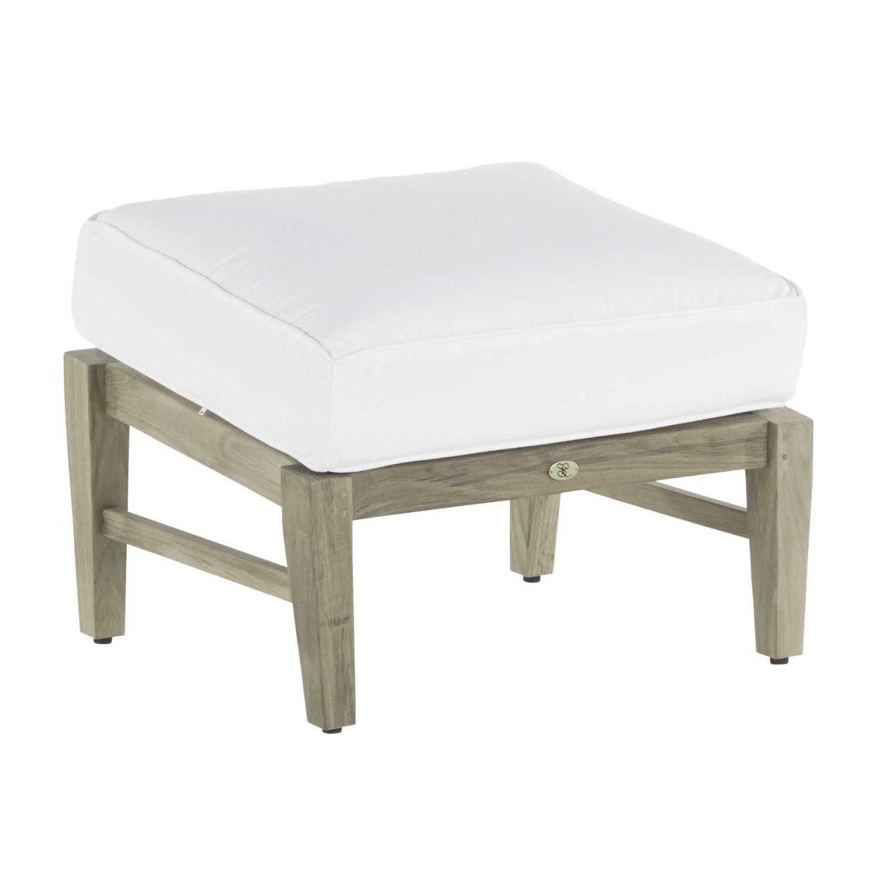 Croquet Teak Outdoor Ottoman-Oyster Teak