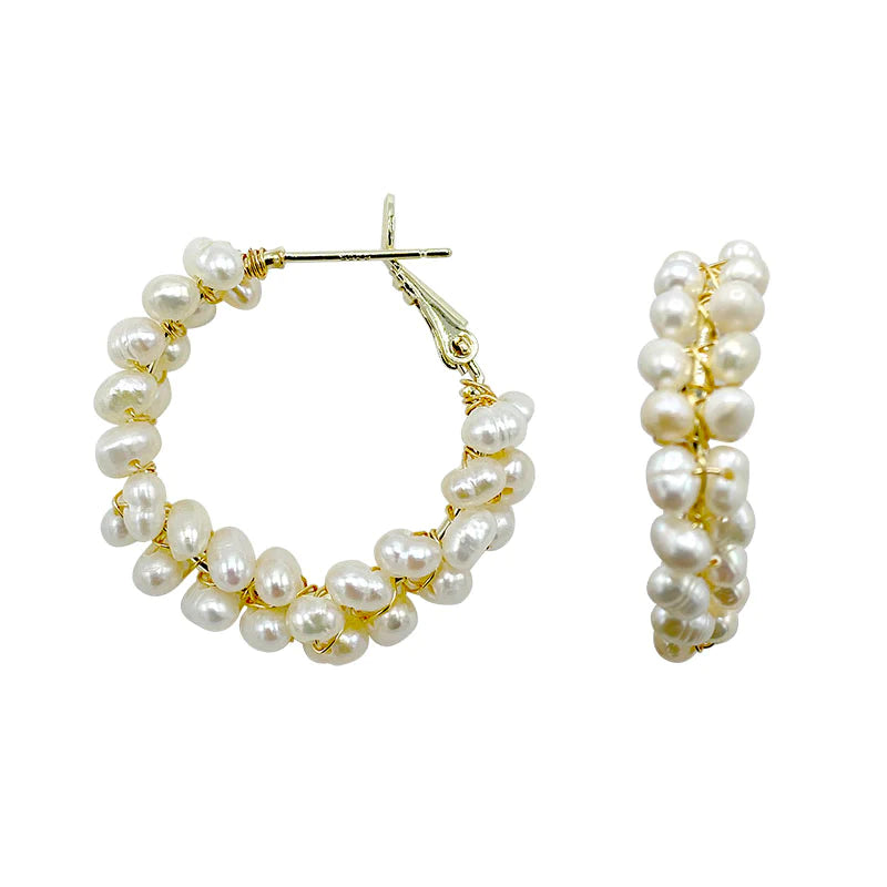 Double Pearl Hoops