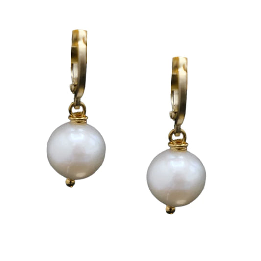 Gold Huggie Pearl Earring