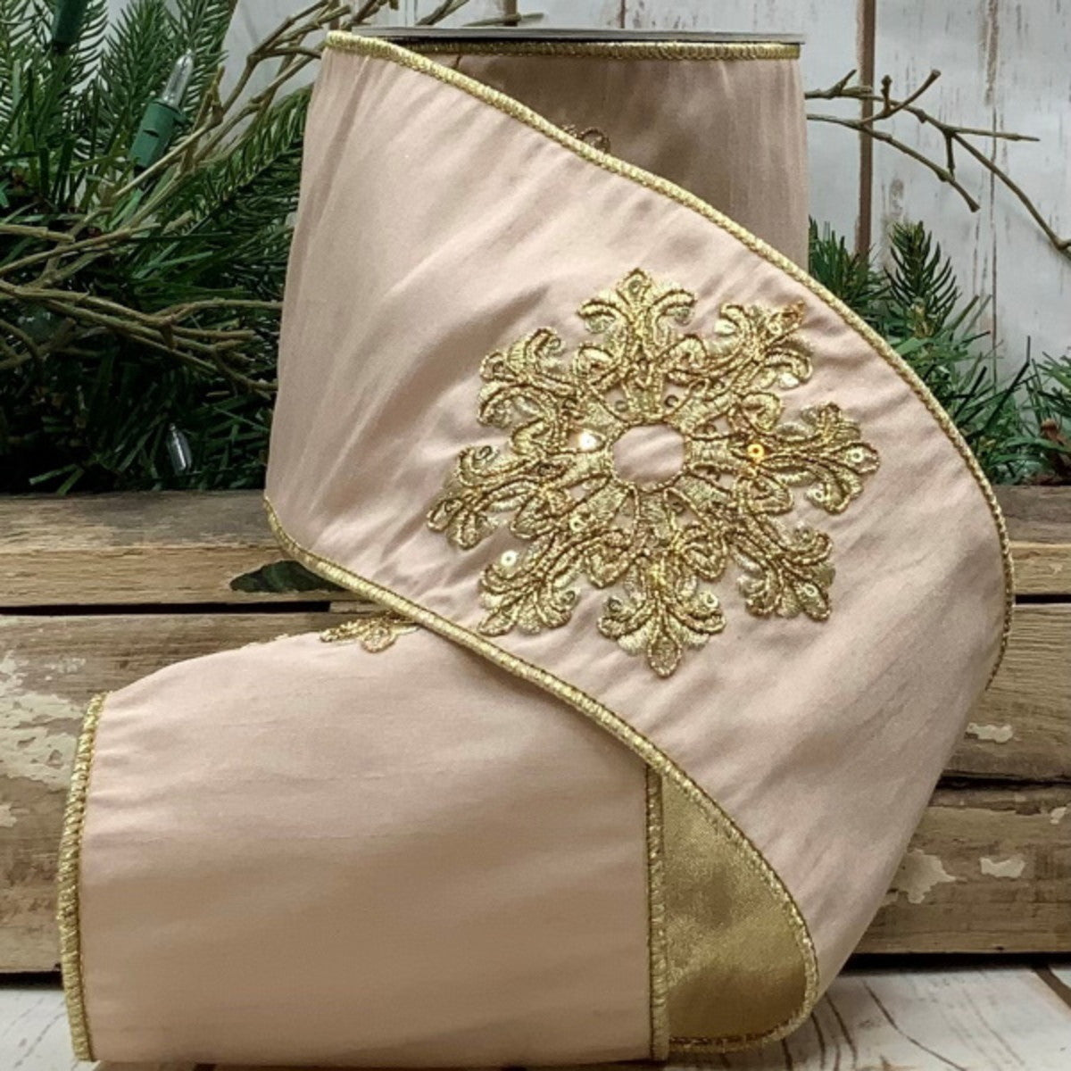 Dupion Snowflake Blush Gold