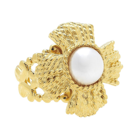 Handcast gold Vintage With Freshwater Pearl Ring