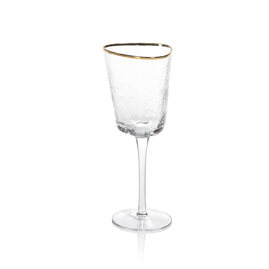 Aperitivo Triangular Wine Glass with Gold Rim