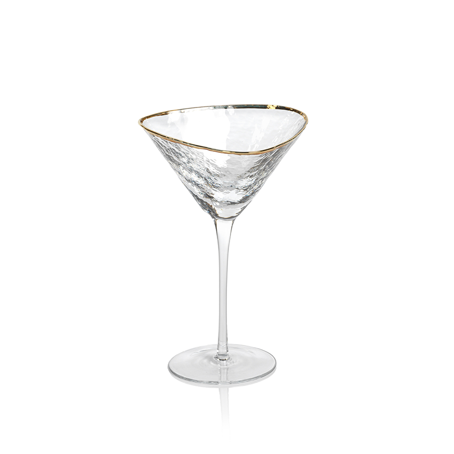 Aperitivo Triangular Martini Glass Gold Rim