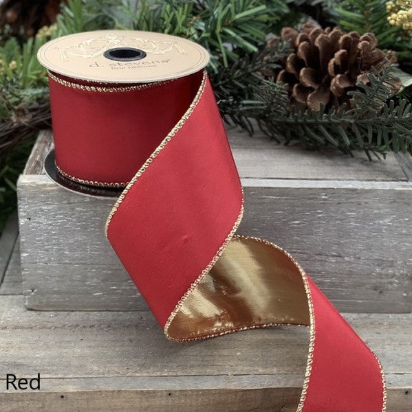 Gold Back Taffeta RIbbon-Red