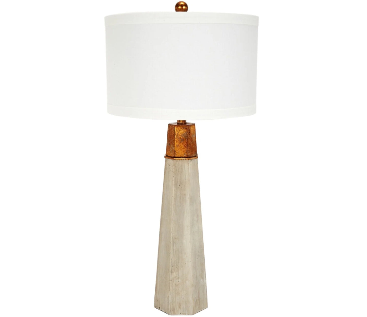 Cement Finished Hexagon Lamp with Gold/Barrel Shade