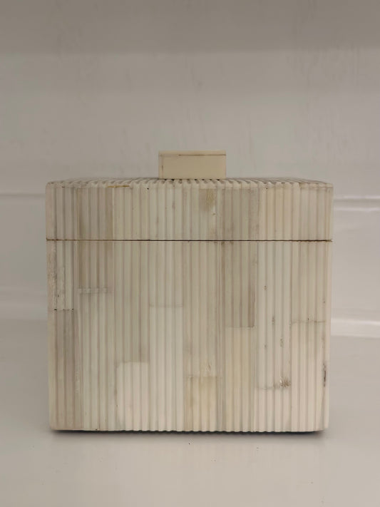 Small Cream/Gold Block Stripe Bone Box DV453