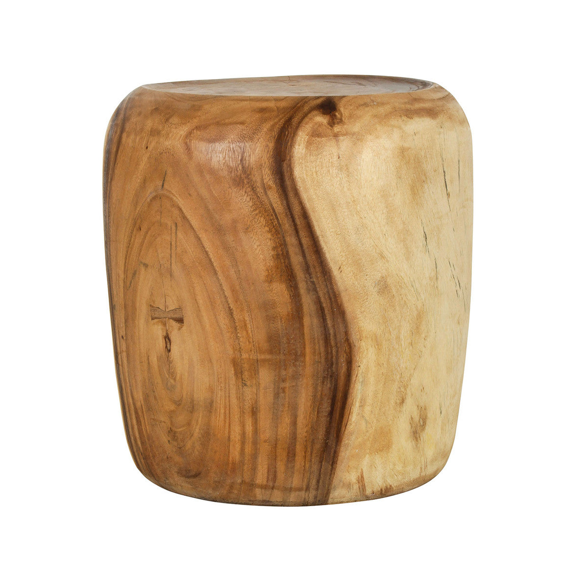 Newcomb Organic Wood Drum Ottoman-Natural
