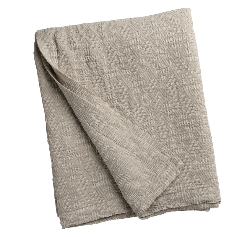 RIVER KING BLANKET NATURAL COTTON/LINEN JACQUARD 112X98