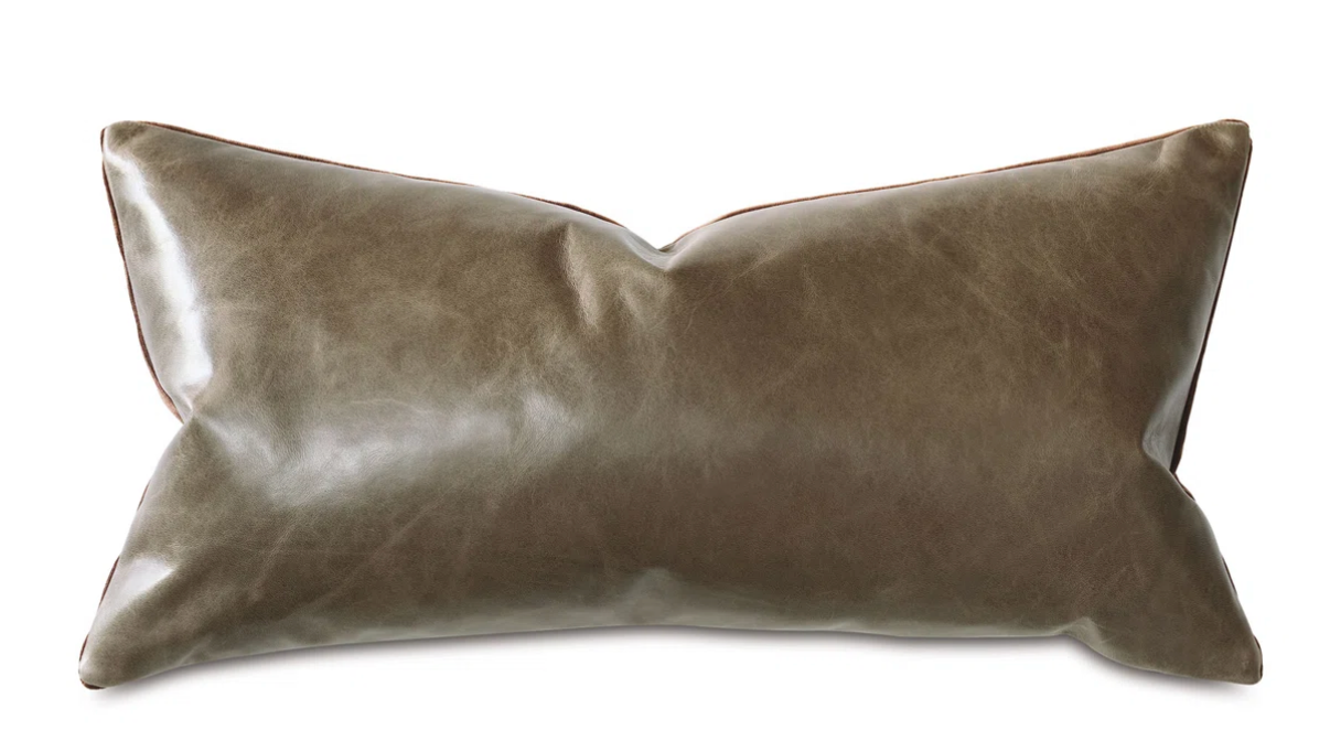 Tudor Leather/Suede Reversible Throw Pillow
