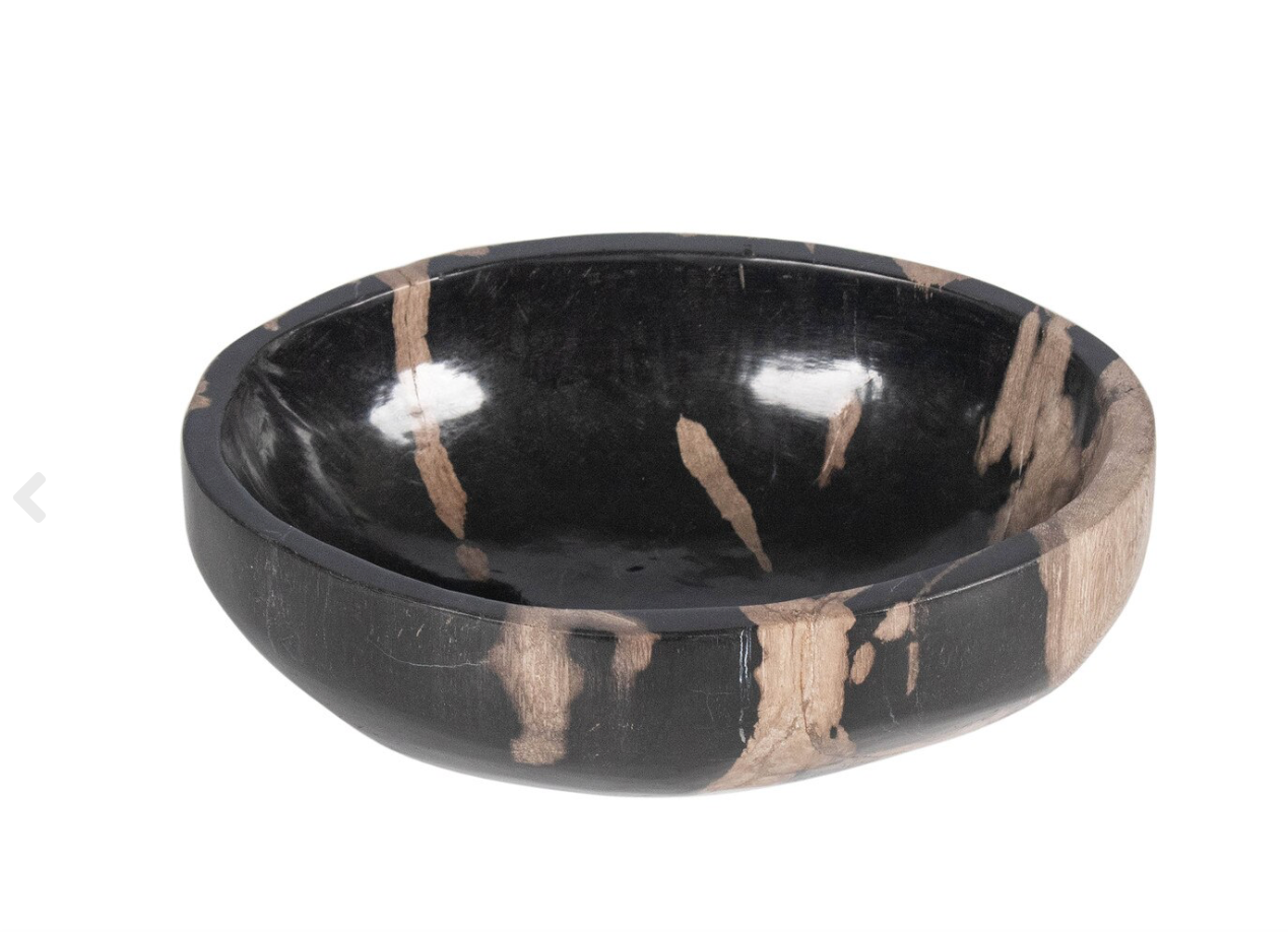 Oval Carved Petrified Wood Bowl,