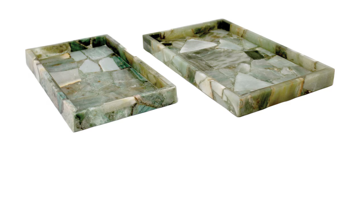 Rectangular Green Agate Trays,