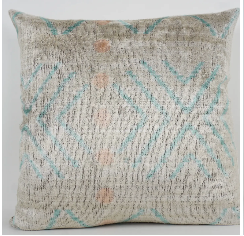 HANDMADE- IKAT SILK/VELVET PILLOWCASE 20"x20"