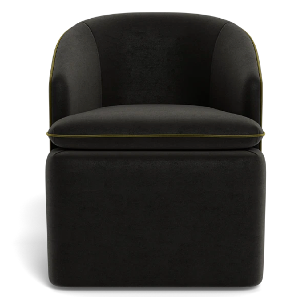 Daphne dining chair black with green piping