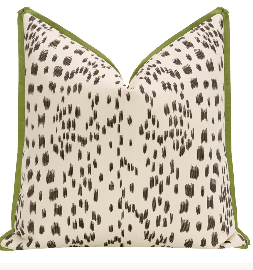 Les Touches with green flange pillow