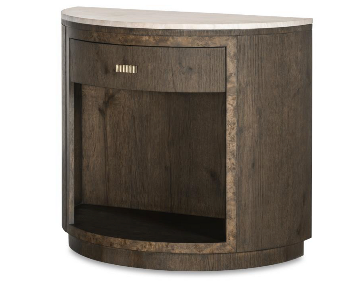 Monterey Demilune Nightstand w/Travertine - Hawthorne Dark