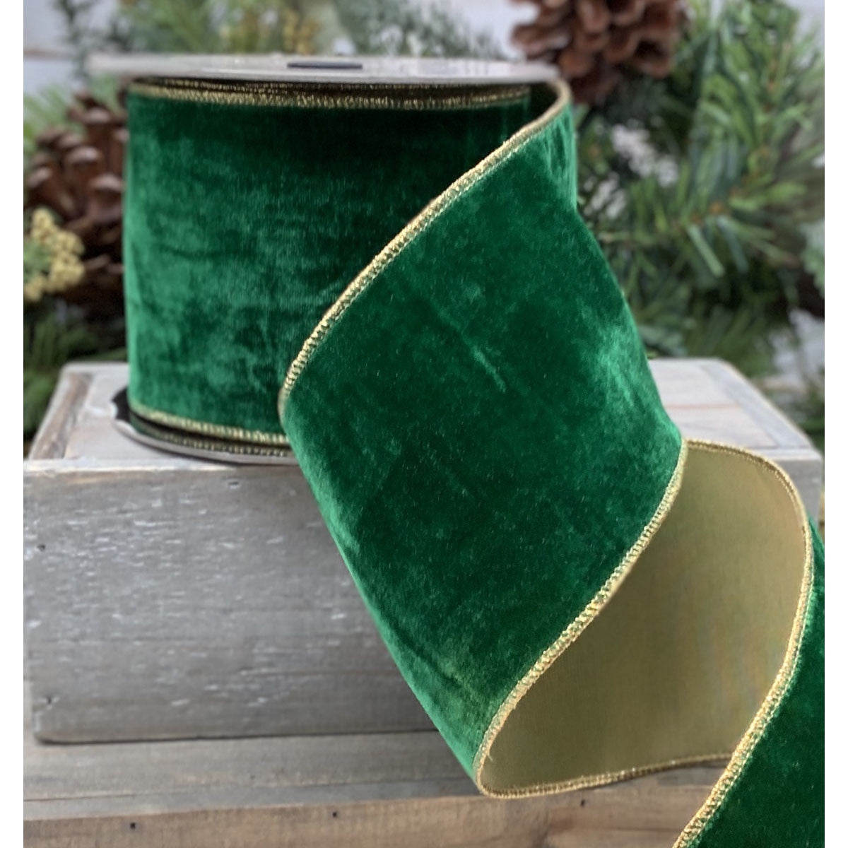 Vintage French Velvet Ribbon - Pink & Gold