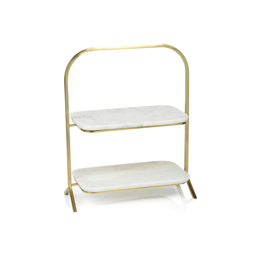Madeleine Marble Two Tier Stand