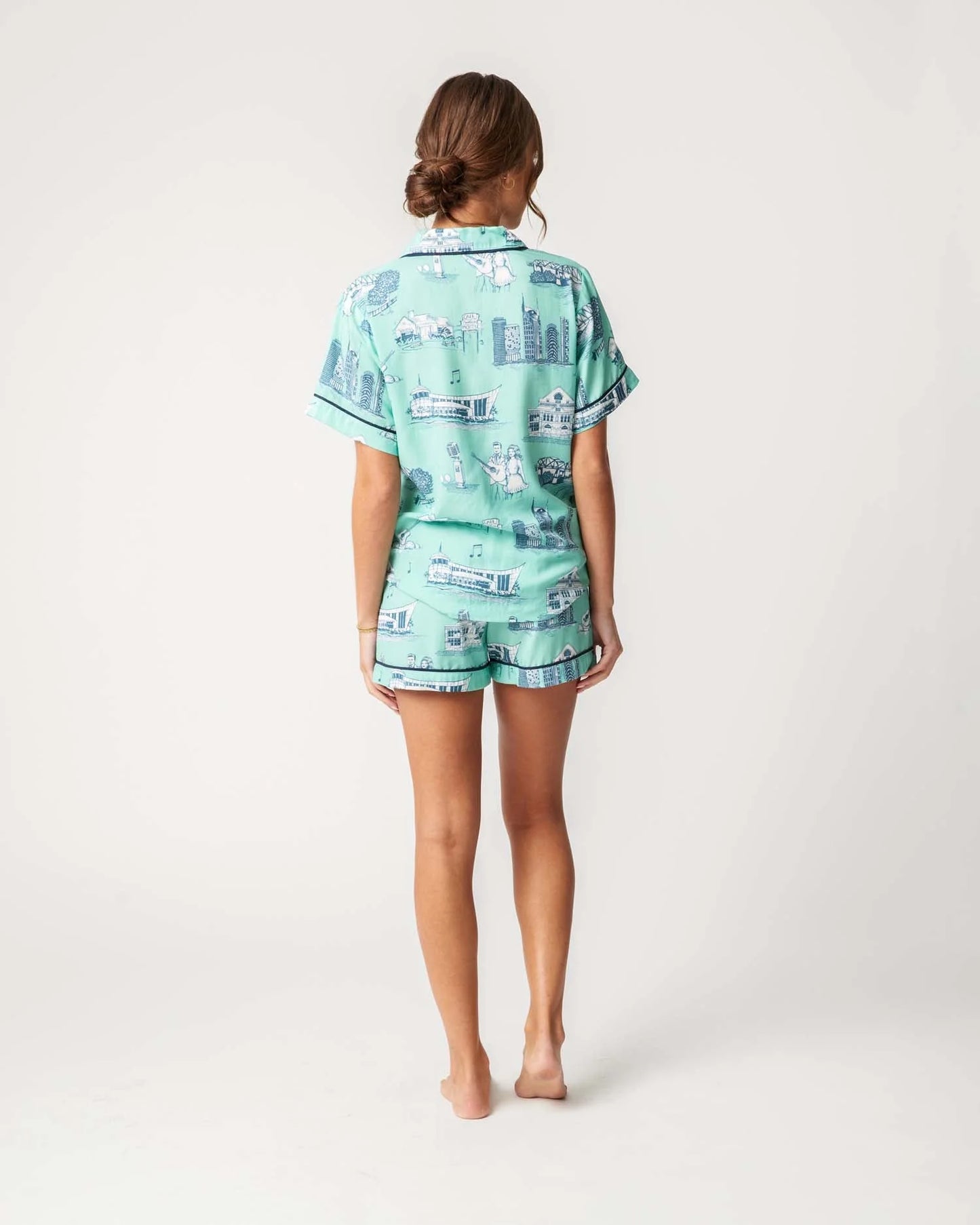 Nashville Toile Short Pajamas-Mint