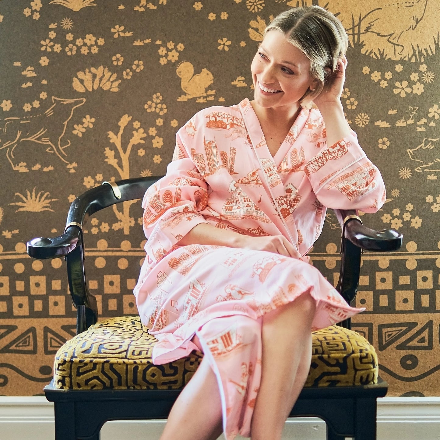 Nashville Toile Robe-Pink