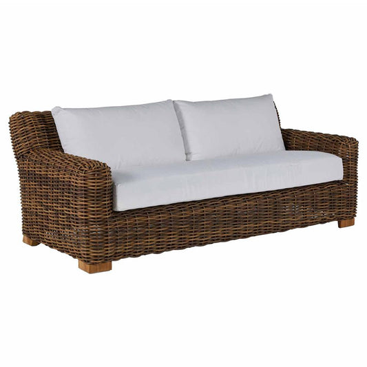 Montauk Outdoor Sofa-Raffia with arena mustard cushion