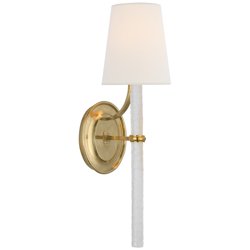Abigail Large Sconce Brass/Wavy Glass Linen Shade