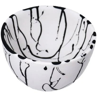 Deep Medium Bowl-Solid White w/ Black Splatter