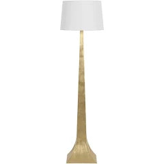 Tapered Floor Lamp w/ White Shade in Gold Leaf