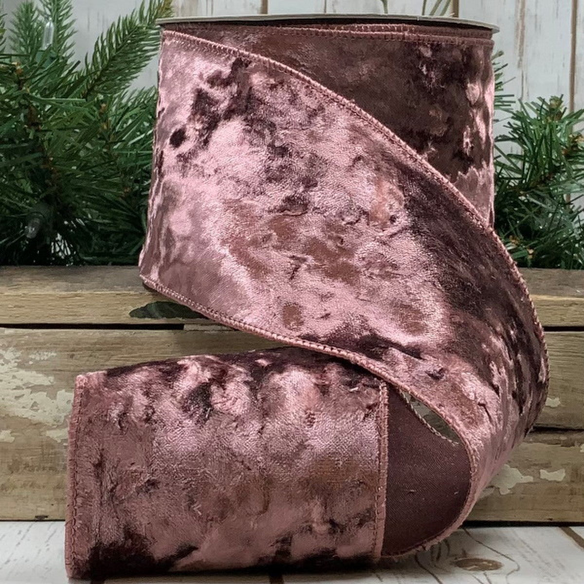 Crushed Velvet Ribbon-Rose Mauve