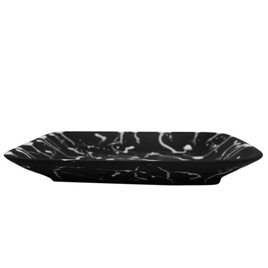 Classical Rectangular Platter Solid Black with White Splatter