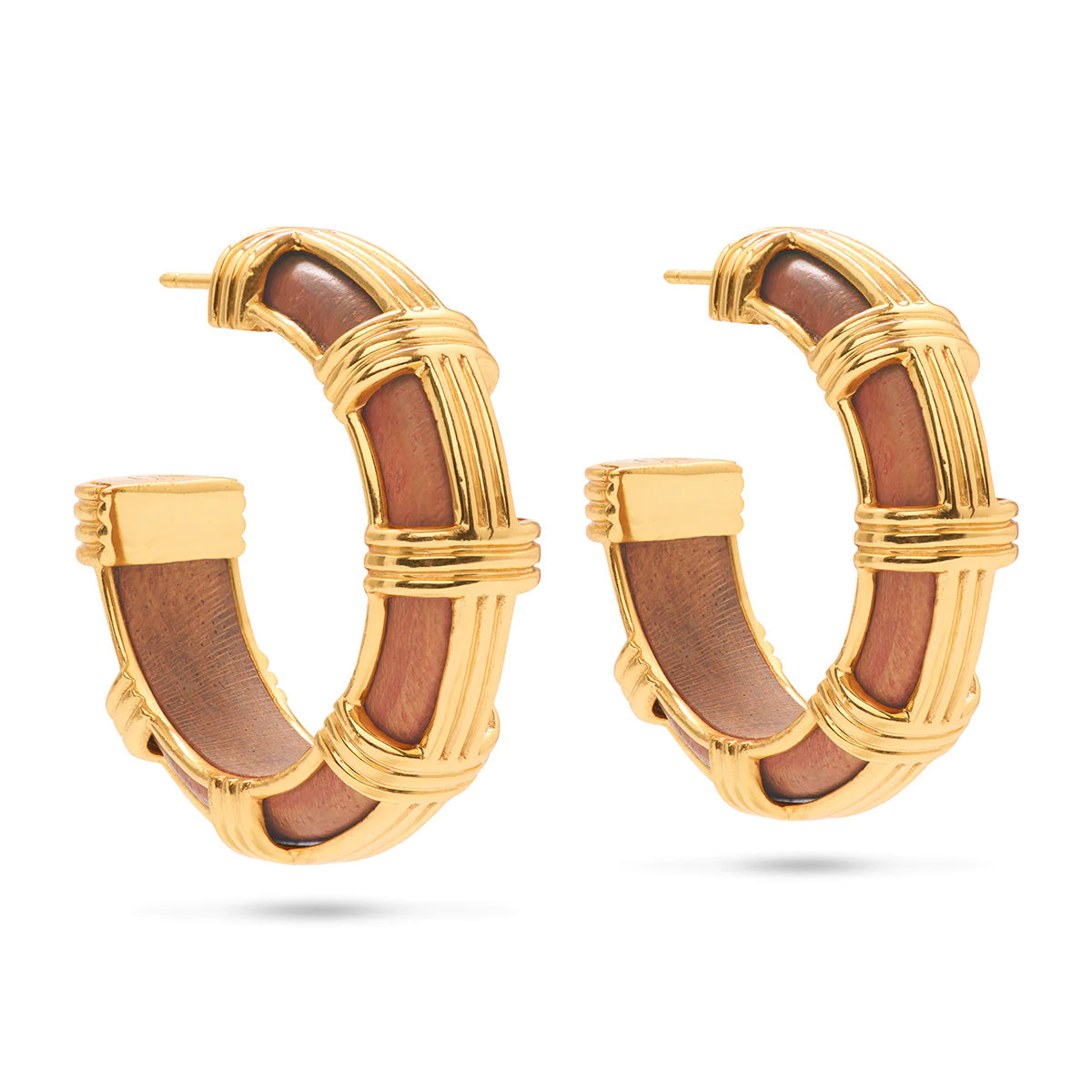 Gaia Hoop Teak Earrings