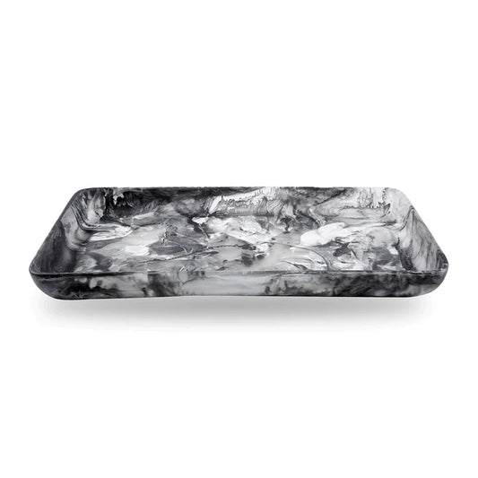 Rectangle Handled Tray-Black Swirl