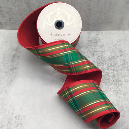 Dupion Juniper Plaid 4" Ribbon