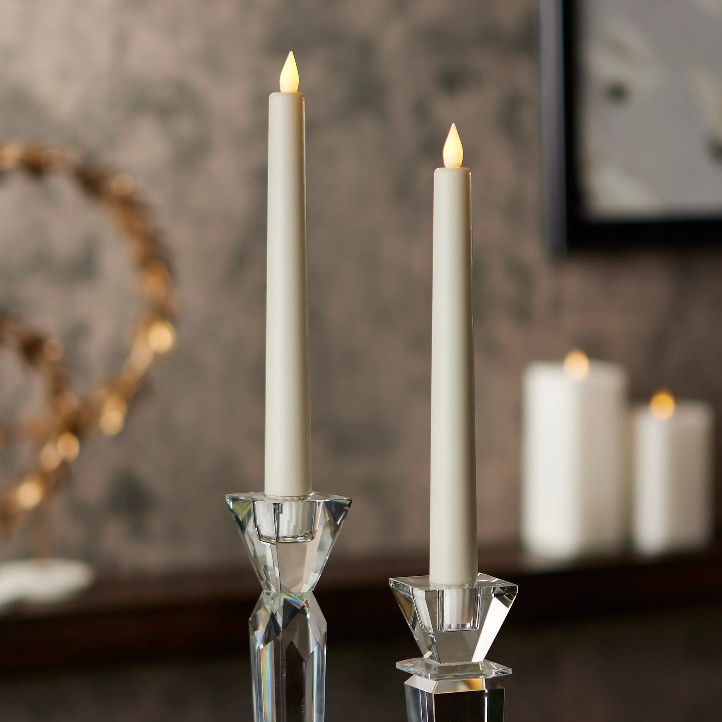 Sutton Fluted Flameless Taper Candle-Ivory