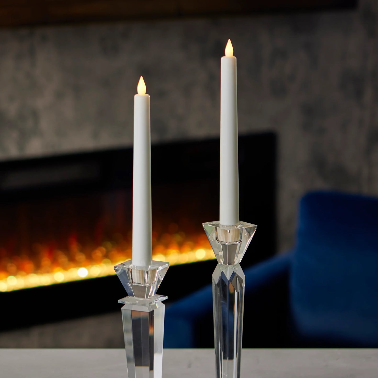 Sutton Fluted Flameless Taper Candle-White