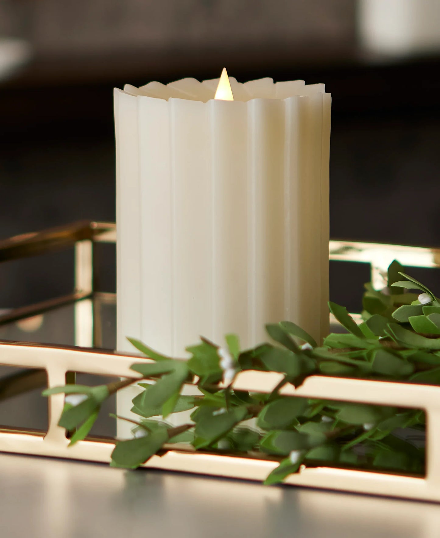 Sutton Fluted Flameless Candle-3x5 White