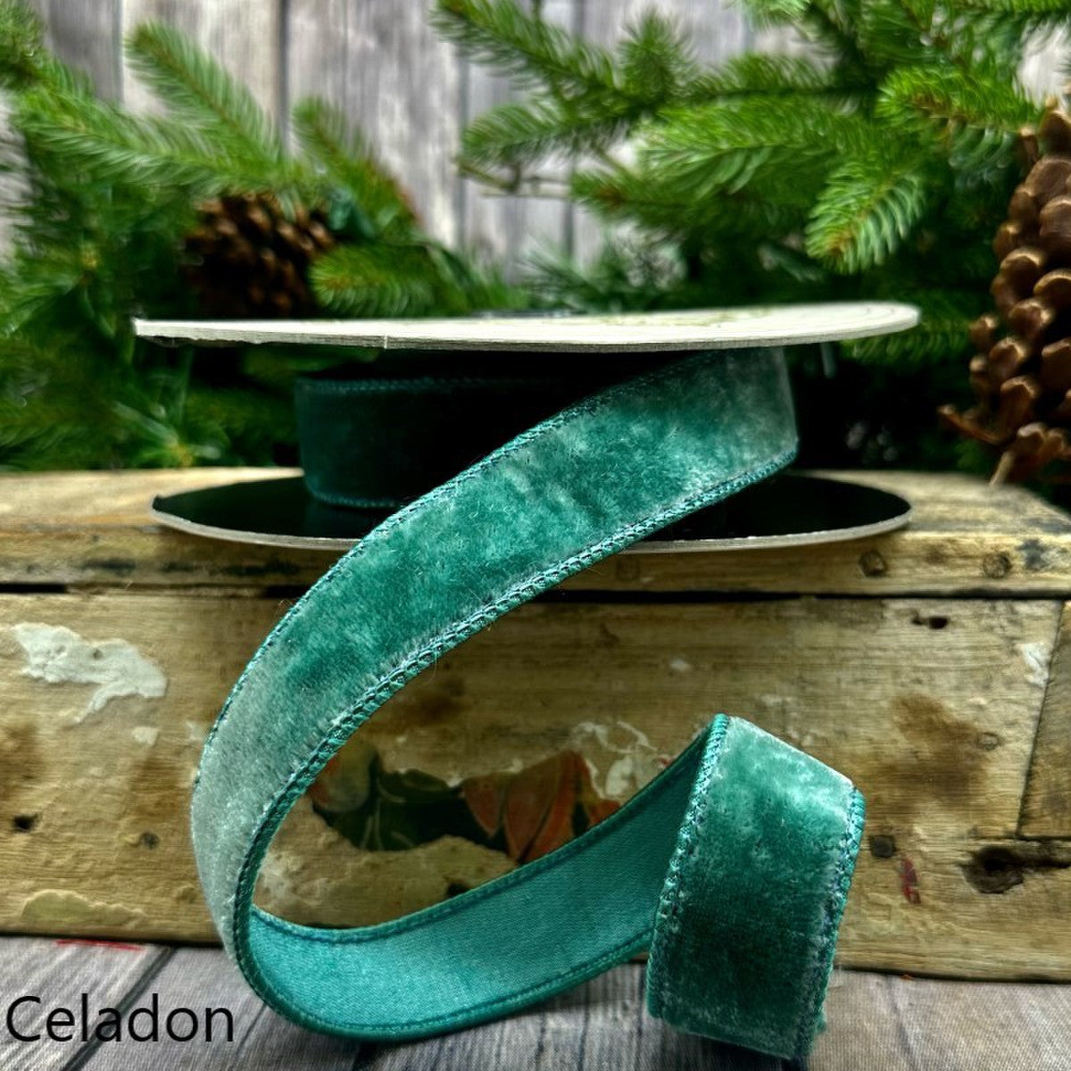 Lush Velvet Celadon 1" Ribbon