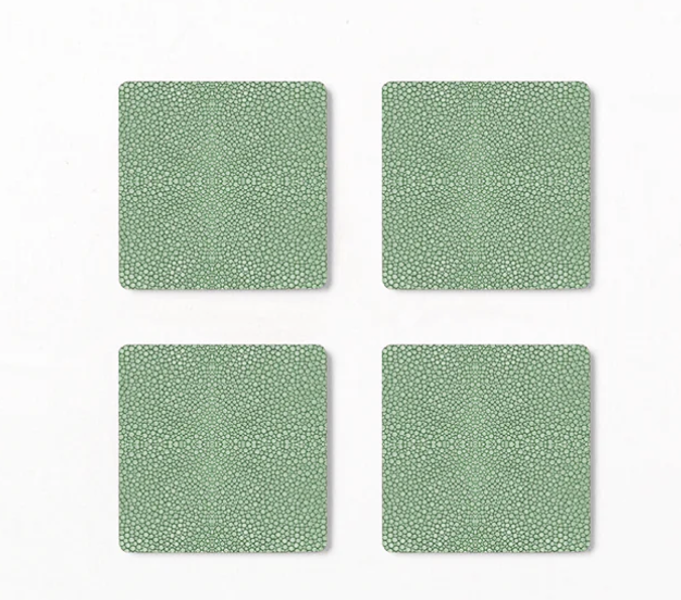 Shagreen Acrylic Coaster Green