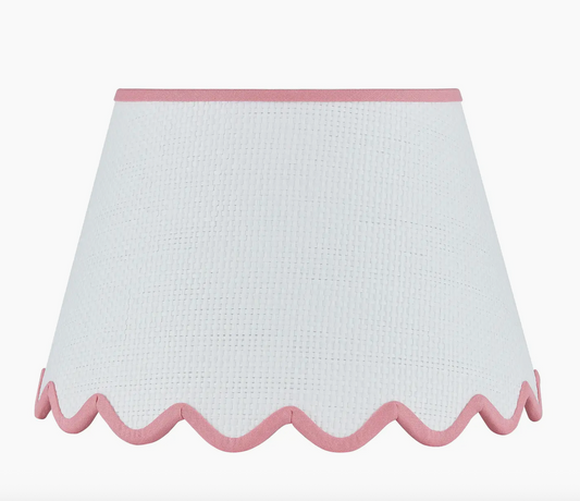 White Scalloped Pink lamp shade