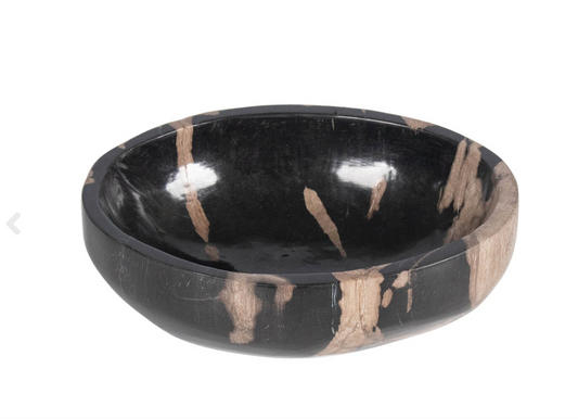 Oval Carved Petrified Wood Bowl,