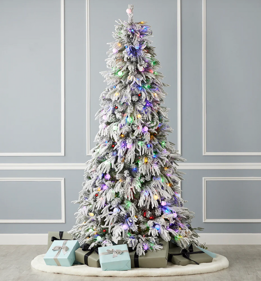 Frosted Arcadia Full Flocked Tree with Multicolor Changing LED Lights 7.5