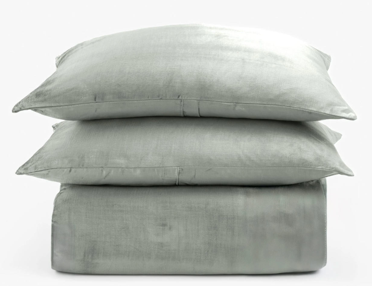 Lia Rayon Velvet Duvet - Sea Glass with insert