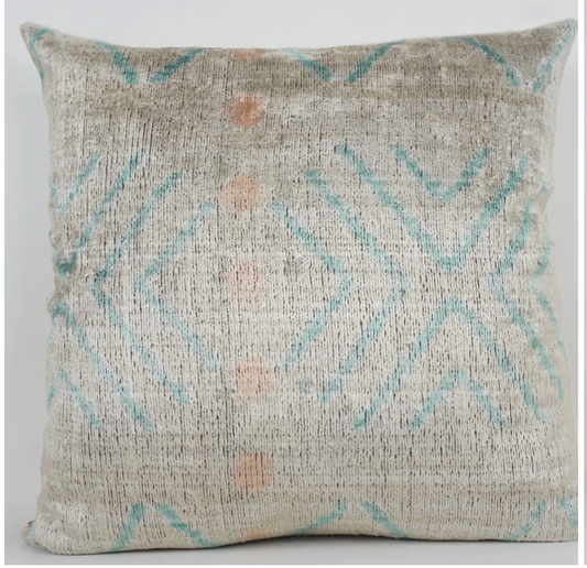 HANDMADE- IKAT SILK/VELVET PILLOWCASE 20"x20"