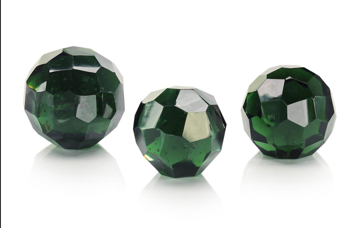 Blue Cut Glass Orbs