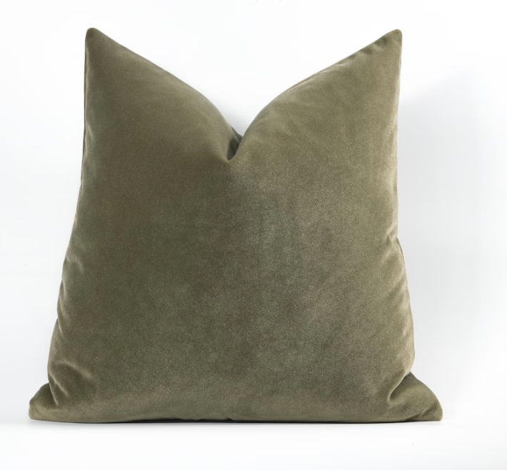 Custom sage green velvet pillows