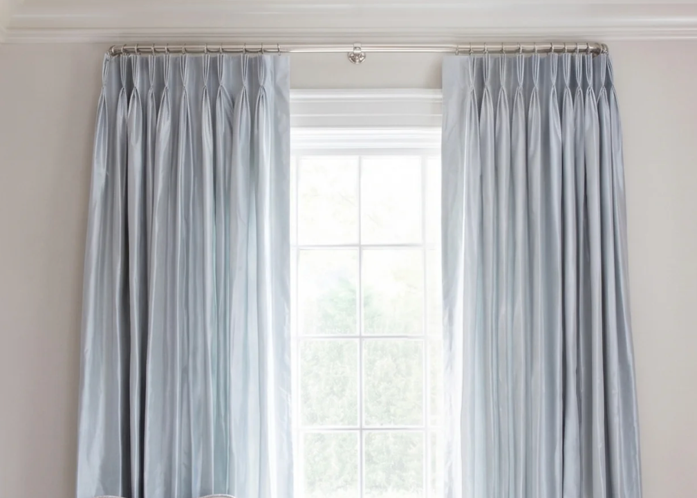 Blue silk Drapes