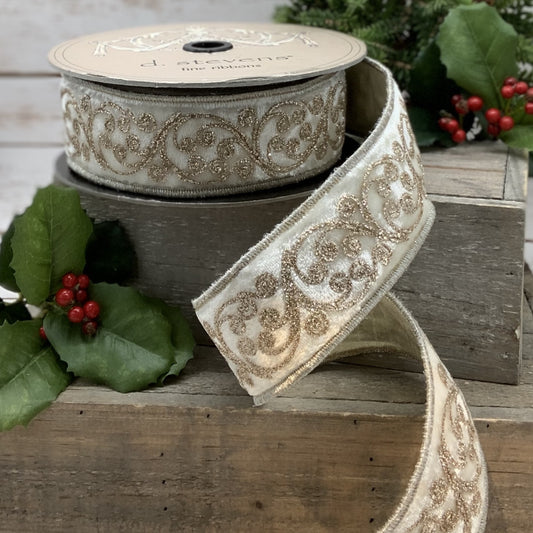 Velvet Mini Swirl Ribbon-Winter White